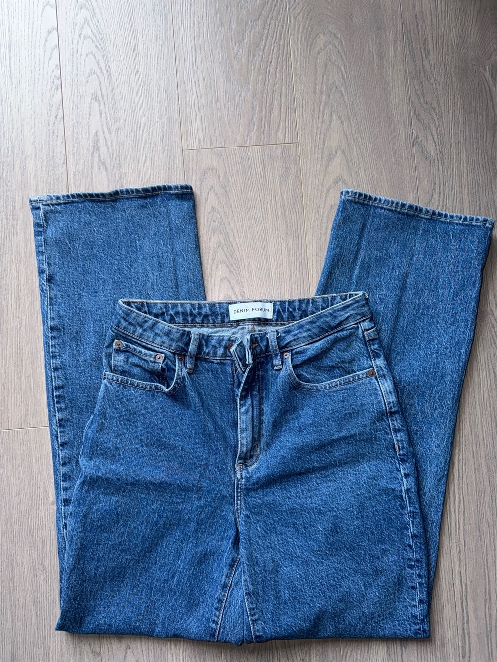 Denim Forum High-Rise Straight Leg Jeans